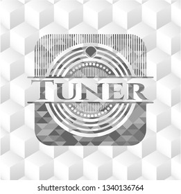 Tuner realistic grey emblem with cube white background