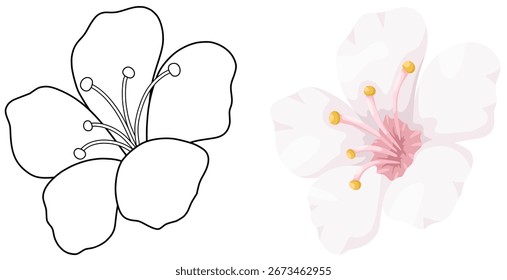 Vetor de flor de tungue e contorno para coloração