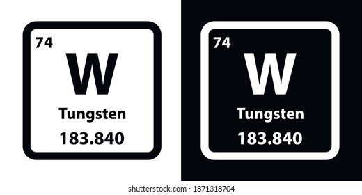 Tungsten  chemical element icon. The chemical element of the periodic table. Sign with atomic number. 