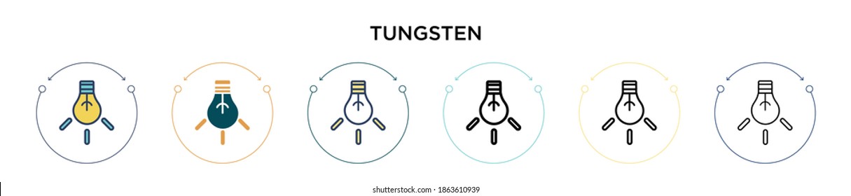 Tungsten icon in filled, thin line, outline and stroke style. Vector illustration of two colored and black tungsten vector icons designs can be used for mobile, ui, web