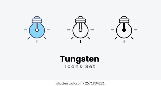 Tungsten Icons thin line and glyph vector icon stock illustration