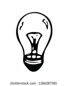 Tungsten Light Bulb Line Drawing - Vector Outline
