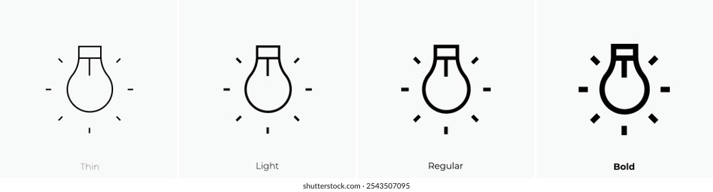 tungsten light icon. Thin, Light Regular And Bold style design isolated on white background