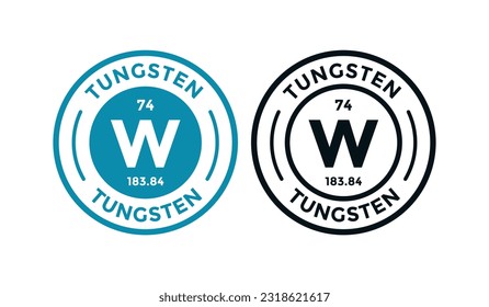 TUNGSTEN logo badge design. this is chemical element of periodic table symbol. Suitable for business, technology, molecule, atomic symbol 