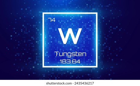 Tungsten. Periodic Table Element with Symbol W. Chemical Element Card with Number and Atomic Weight. Design for Education, Lab, Science Class. Vector Illustration.