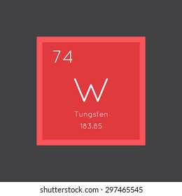 Tungsten simple style tile icon. Chemical element of periodic table. Vector illustration EPS8