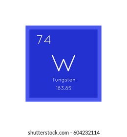 Tungsten simple style tile icon. Chemical element of periodic table. Vector illustration EPS8