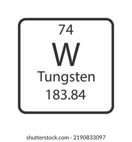 Tungsten symbol. Chemical element of the periodic table. Vector illustration.