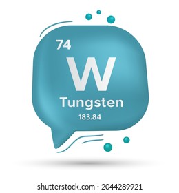 Símbolo de tungsteno. Burbuja del discurso, póster y concepto de pegatina. 3.ª burbuja de habla