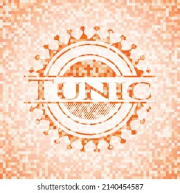 Tunic Abstract Orange Mosaic Emblem With Background 