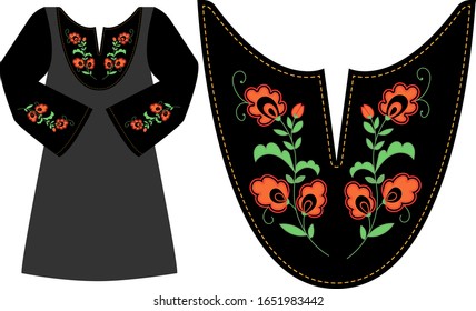 Tunic with floral patterns. Tatar folk ornament.