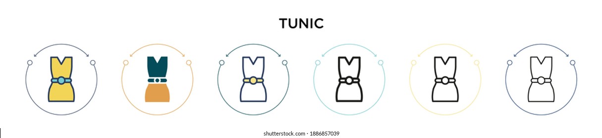 Tunic icon in filled, thin line, outline and stroke style. Vector illustration of two colored and black tunic vector icons designs can be used for mobile, ui, web