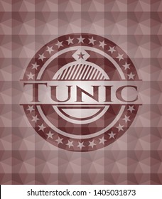 Tunic red seamless emblem with geometric pattern background.