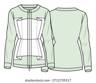 Tunic tops vector design mockup template technical flat drawing.