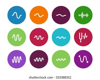 Tuning folk wave types circle icons on white background. Vector illustration.