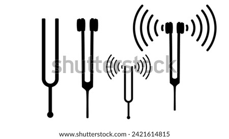 tuning fork emblem, black isolated silhouette