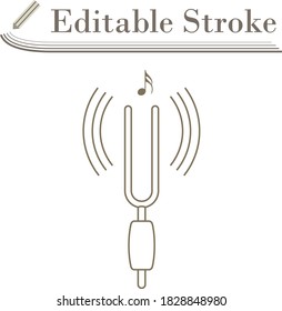 Tuning Fork Icon. Editable Stroke Simple Design. Vector Illustration.