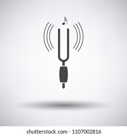 Tuning fork icon on gray background, round shadow. Vector illustration.