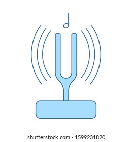Tuning Fork Icon. Thin Line With Blue Fill Design. Vector Illustration.