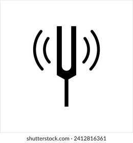 Tuning Fork Icon, Two Pronged Fork Acoustic Resonator, U Shaped Bar Icon Vector Art Illustration