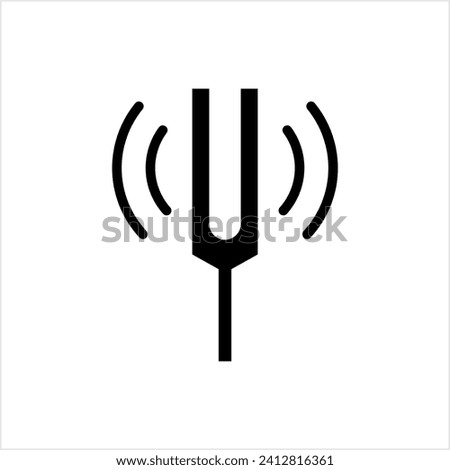 Tuning Fork Icon, Two Pronged Fork Acoustic Resonator, U Shaped Bar Icon Vector Art Illustration