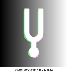 Tuning fork icon. Vector. White icon with colored contours on gradient background.