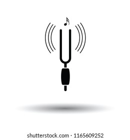 Tuning fork icon. White background with shadow design. Vector illustration.