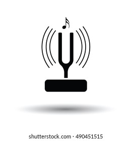 Tuning fork icon. White background with shadow design. Vector illustration.