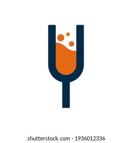 Tuning Fork Lab Logo. This logo is inspired by the shape of a tuning fork combined with a laboratory test bottle. This logo is very suitable for use for any type of music busi