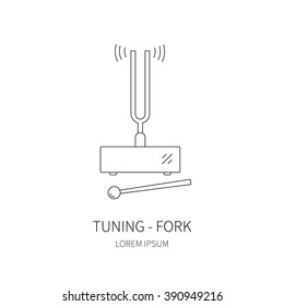 Tuning fork line icon on white background. Vector illustration.