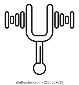 Tuning fork making sound waves, simple icon of a musical instrument used for tuning