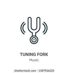 Tuning fork outline vector icon. Thin line black tuning fork icon, flat vector simple element illustration from editable music concept isolated on white background