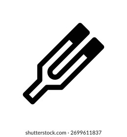 Diapasão. Ícone de vetor de traçado com contorno e detalhes preenchidos em preto.