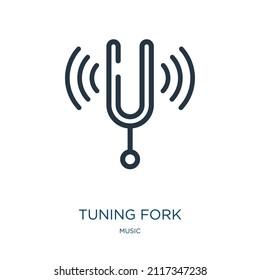 tuning fork thin line icon. sound, tuning linear icons from music concept isolated outline sign. Vector illustration symbol element for web design and apps.