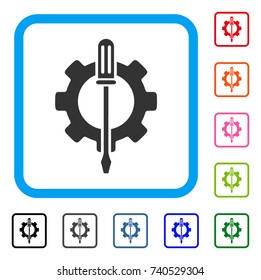Tuning Options Gear icon. Flat grey pictogram symbol inside a light blue rounded square. Black, gray, green, blue, red, orange color variants of Tuning Options Gear vector.