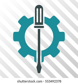 Tuning Options Gear vector pictograph. Illustration style is flat iconic bicolor soft blue symbol on a hatched transparent background.