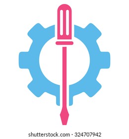 Tuning Options vector icon. Style is bicolor flat symbol, pink and blue colors, rounded angles, white background.