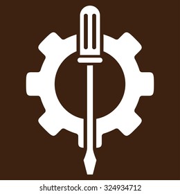 Tuning Options vector icon. Style is flat symbol, white color, rounded angles, brown background.