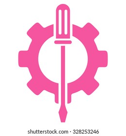 Tuning Options vector icon. Style is flat symbol, pink color, rounded angles, white background.