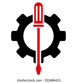 Tuning Options vector icon. Style is bicolor flat symbol, intensive red and black colors, rounded angles, white background.