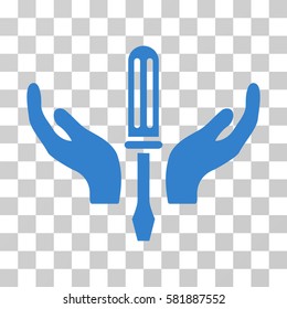 Tuning Screwdriver Maintenance vector pictogram. Illustration style is a flat iconic cobalt symbol on a transparent background.