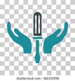 Tuning Screwdriver Maintenance vector pictogram. Illustration style is a flat iconic bicolor soft blue symbol on a transparent background.