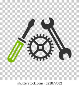Tuning Service icon. Vector pictogram style is a flat bicolor symbol, eco green and gray colors, chess transparent background. Designed for software and web interface toolbars and menus.