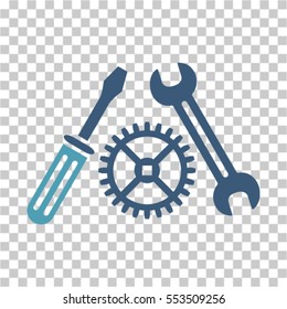 Tuning Service icon. Vector pictogram style is a flat bicolor symbol, cyan and blue colors, chess transparent background. Designed for software and web interface toolbars and menus.
