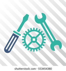 Tuning Service vector icon. Illustration style is flat iconic bicolor cobalt and cyan symbol on a hatch transparent background.