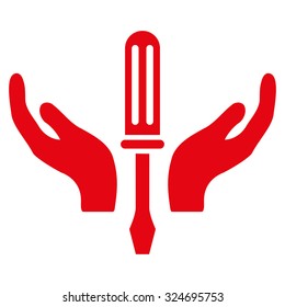 Tuning Service vector icon. Style is flat symbol, red color, rounded angles, white background.