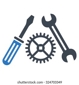 Tuning Service vector icon. Style is bicolor flat symbol, smooth blue colors, rounded angles, white background.