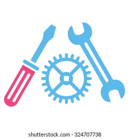 Tuning Service vector icon. Style is bicolor flat symbol, pink and blue colors, rounded angles, white background.