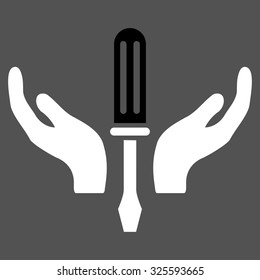 Tuning Service vector icon. Style is bicolor flat symbol, black and white colors, rounded angles, gray background.