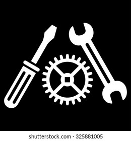 Tuning Service vector icon. Style is flat symbol, white color, rounded angles, black background.